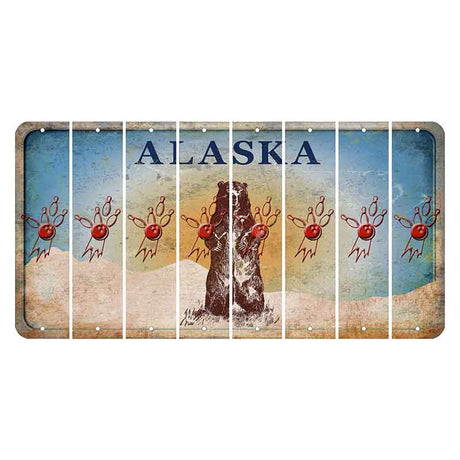 Alaska Kodiak Bear Cut License Plate Strips (Set of 8) Bowling