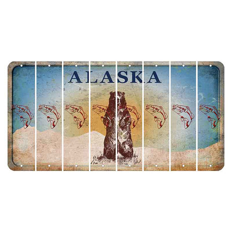 Alaska Kodiak Bear Cut License Plate Strips (Set of 8) Fish