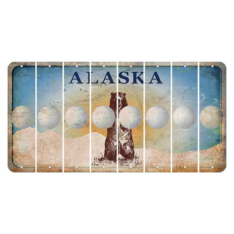 Alaska Kodiak Bear Cut License Plate Strips (Set of 8) Golfball