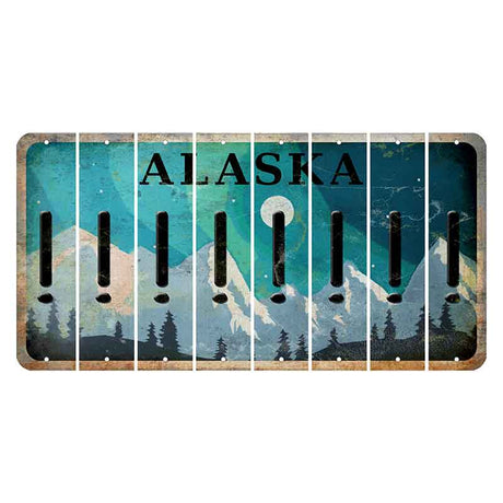 Alaska Northern Lights Cut License Plate Strips (Set of 8) Exclamation Point