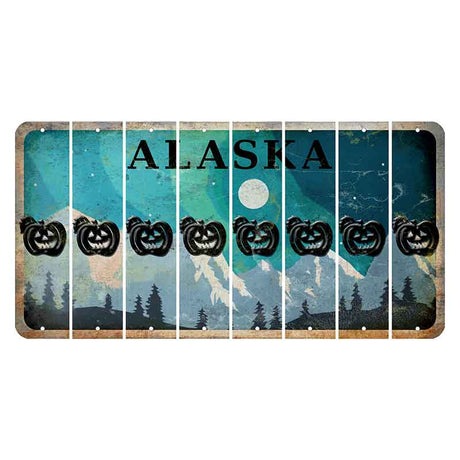 Alaska Northern Lights Cut License Plate Strips (Set of 8) Pumpkin