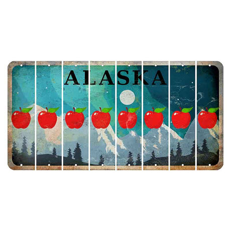 Alaska Northern Lights Cut License Plate Strips (Set of 8) Apple