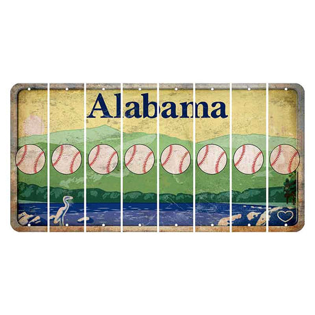 Alabama Lake and Forest Cut License Plate Strips (Set of 8) Baseball