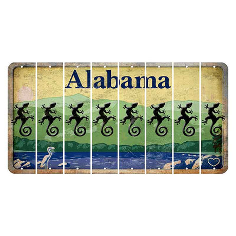 Alabama Lake and Forest Cut License Plate Strips (Set of 8) Gecko