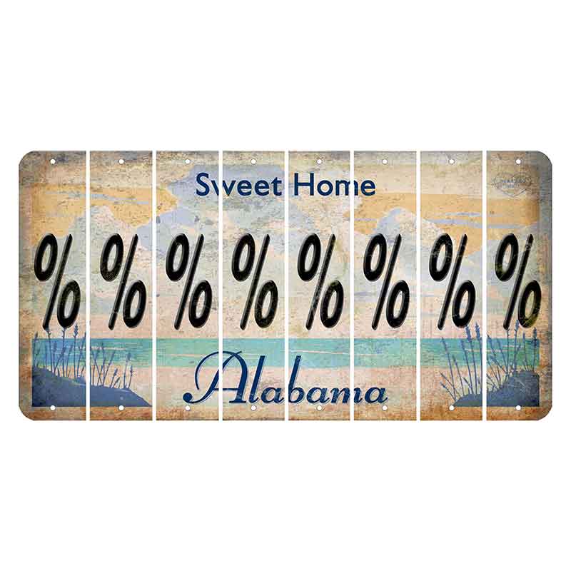 Sweet Home Alabama Cut License Plate Strips (Set of 8) Percent Sign