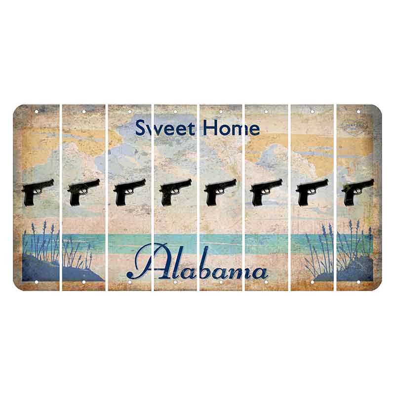 Sweet Home Alabama Cut License Plate Strips (Set of 8) Handgun