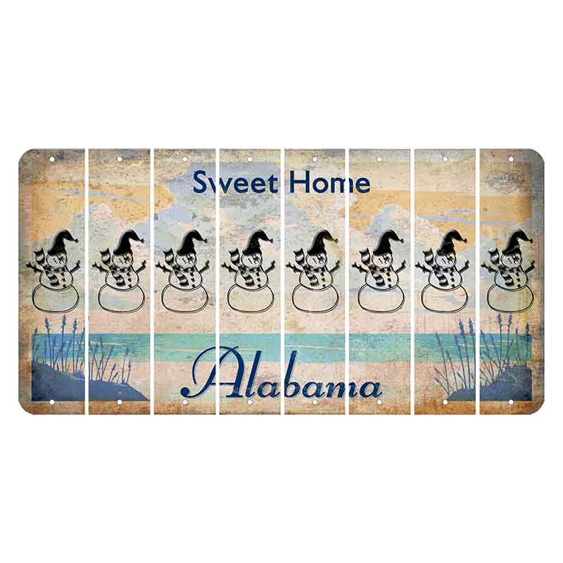 Sweet Home Alabama Cut License Plate Strips (Set of 8) Snowman