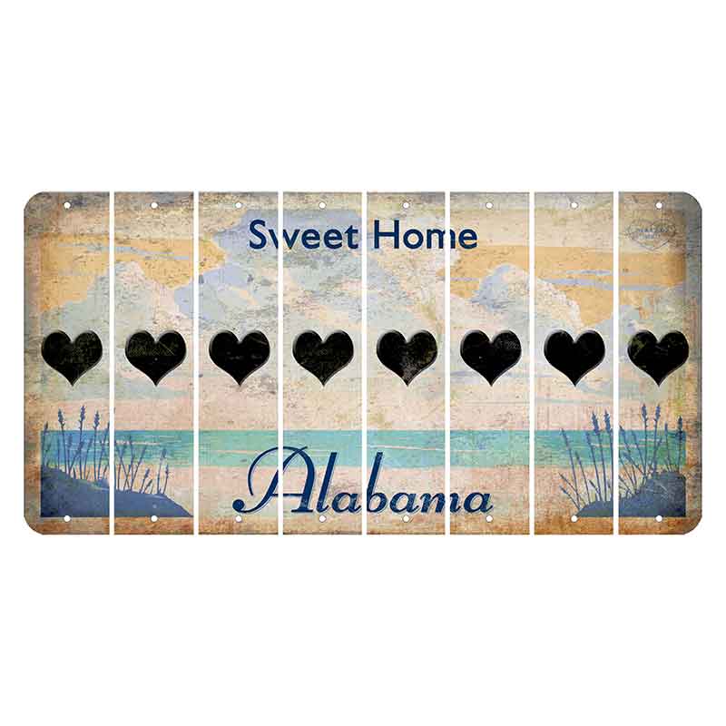 Sweet Home Alabama Cut License Plate Strips (Set of 8) Heart
