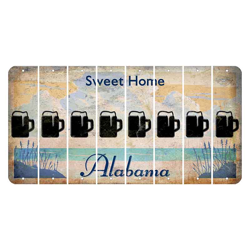 Sweet Home Alabama Cut License Plate Strips (Set of 8) Beer Mug