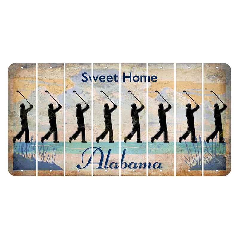 Sweet Home Alabama Cut License Plate Strips (Set of 8) Male Golfer