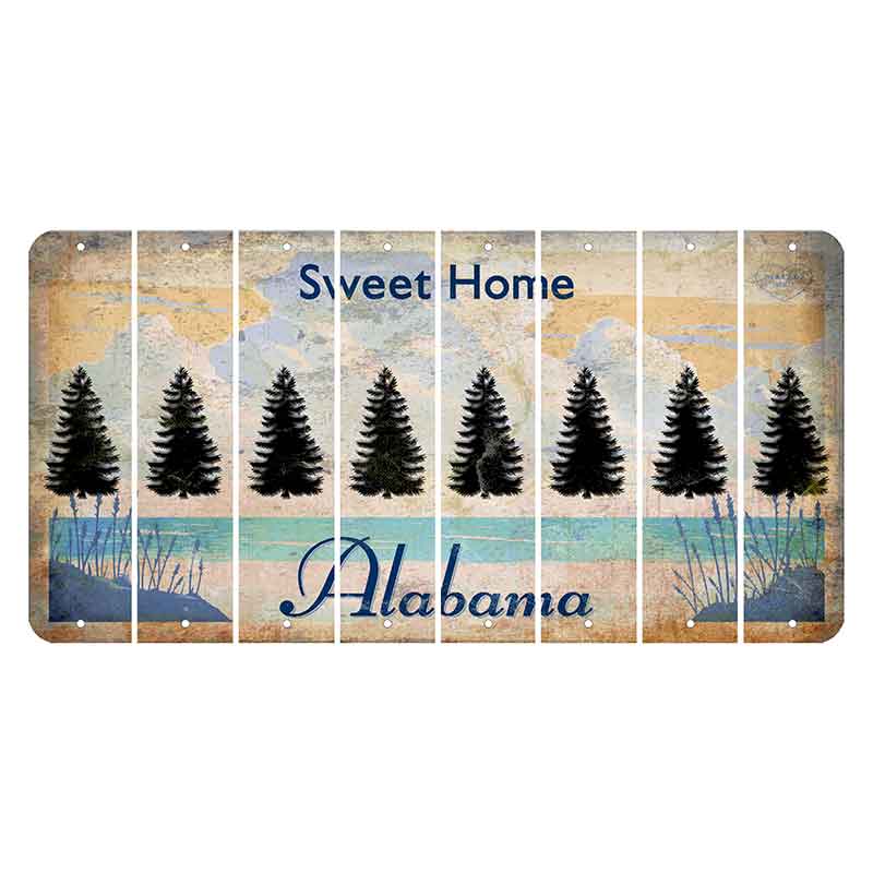Sweet Home Alabama Cut License Plate Strips (Set of 8) Pine Tree