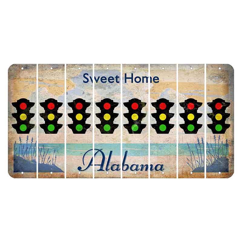 Sweet Home Alabama Cut License Plate Strips (Set of 8) Traffic Light