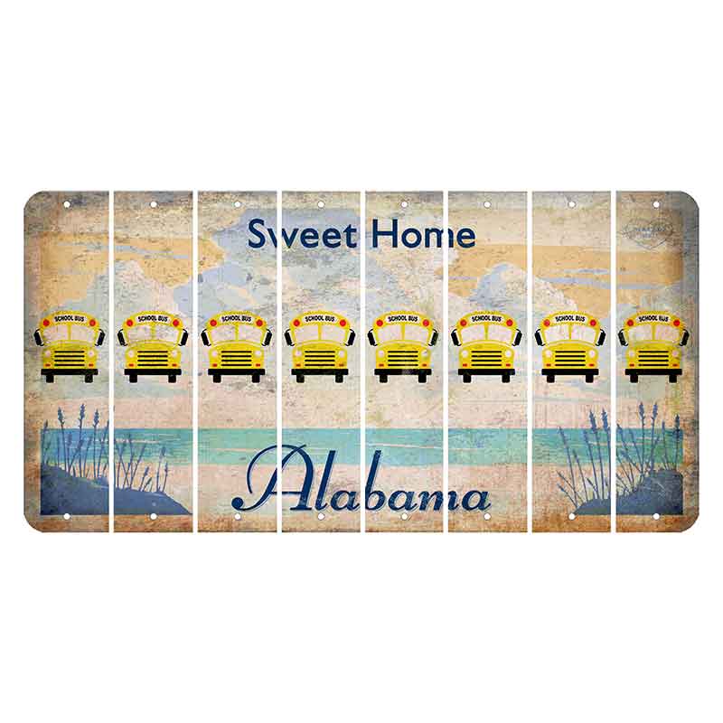 Sweet Home Alabama Cut License Plate Strips (Set of 8) School Bus