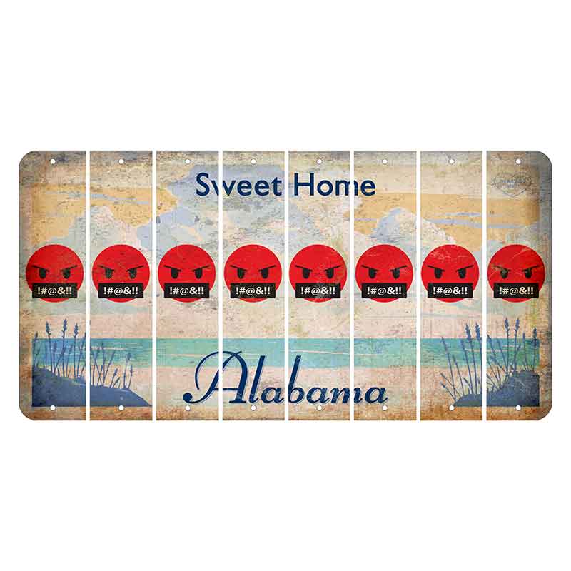 Sweet Home Alabama Cut License Plate Strips (Set of 8) Emoji - Pissed
