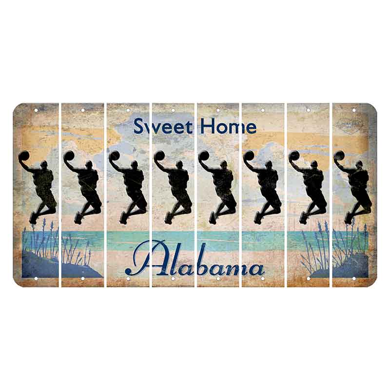 Sweet Home Alabama Cut License Plate Strips (Set of 8) Basketball Player