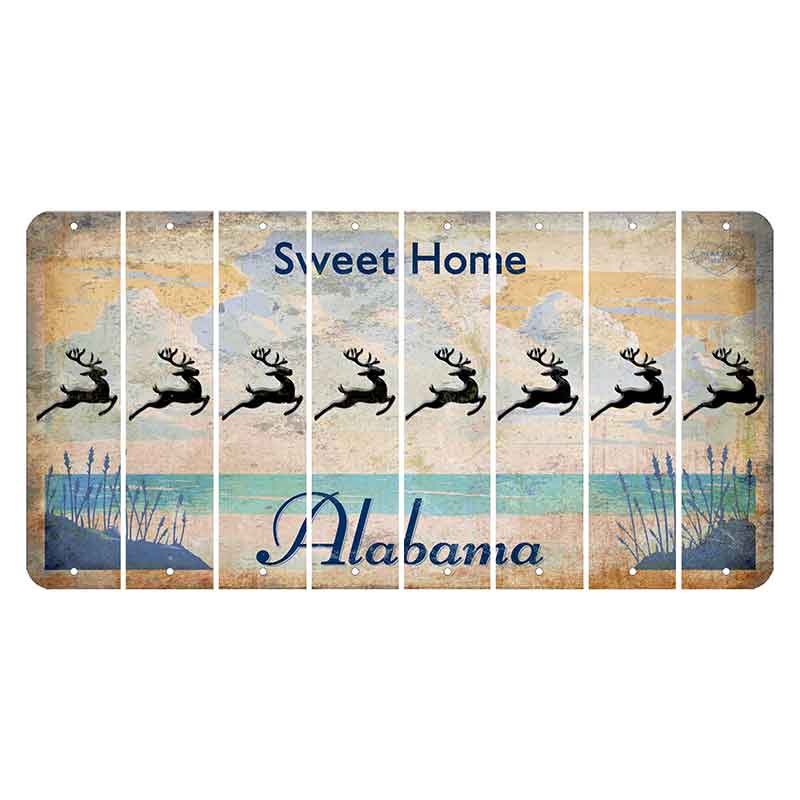 Sweet Home Alabama Cut License Plate Strips (Set of 8) Reindeer