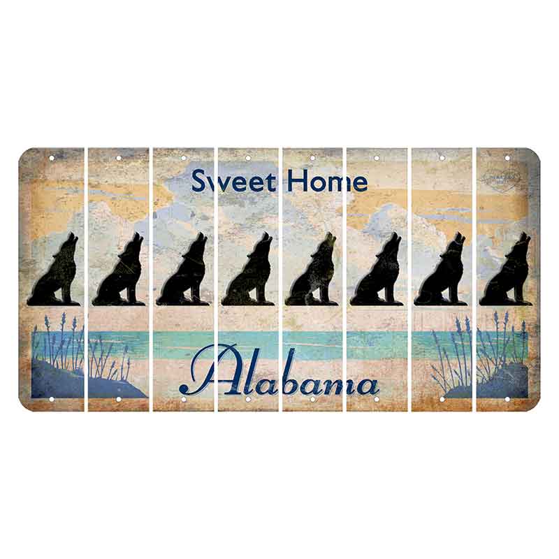 Sweet Home Alabama Cut License Plate Strips (Set of 8) Howling Wolf