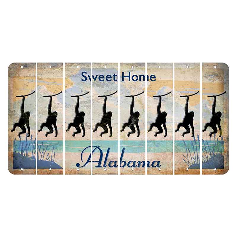 Sweet Home Alabama Cut License Plate Strips (Set of 8) Monkey