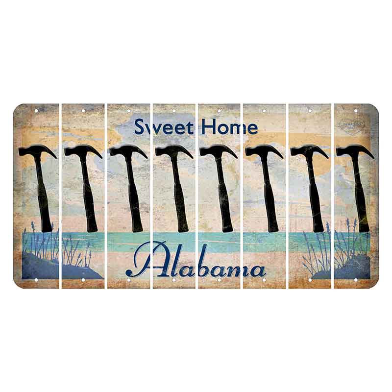 Sweet Home Alabama Cut License Plate Strips (Set of 8) Hammer