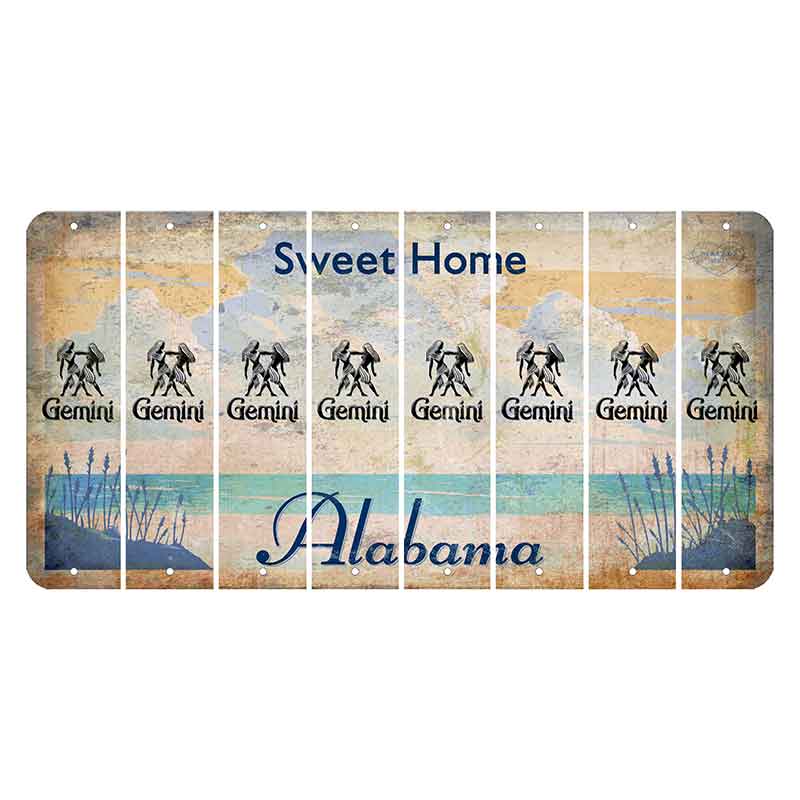 Sweet Home Alabama Cut License Plate Strips (Set of 8) Zodiac Sign - Gemini