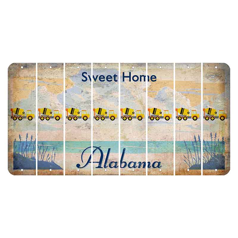Sweet Home Alabama Cut License Plate Strips (Set of 8) Cement Truck
