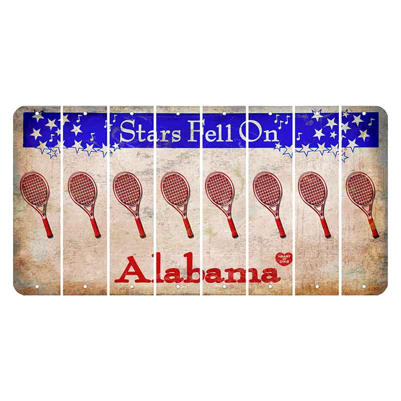 Stars Fell on Alabama Cut License Plate Strips (Set of 8) Tennis Racket