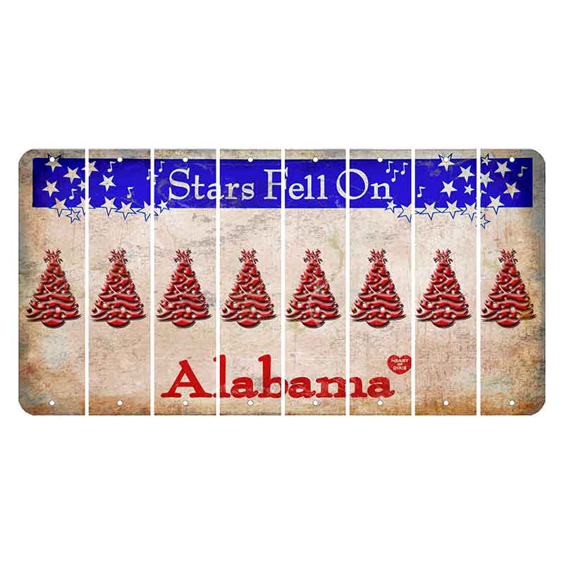 Stars Fell on Alabama Cut License Plate Strips (Set of 8) Christmas Tree