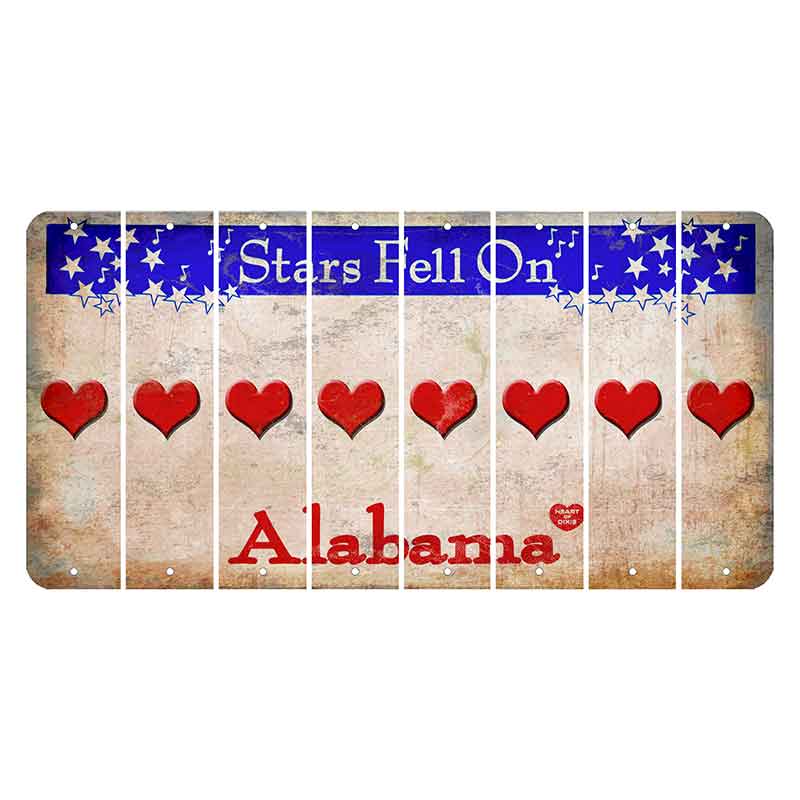 Stars Fell on Alabama Cut License Plate Strips (Set of 8) Heart