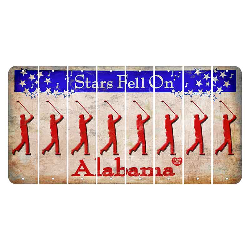 Stars Fell on Alabama Cut License Plate Strips (Set of 8) Male Golfer