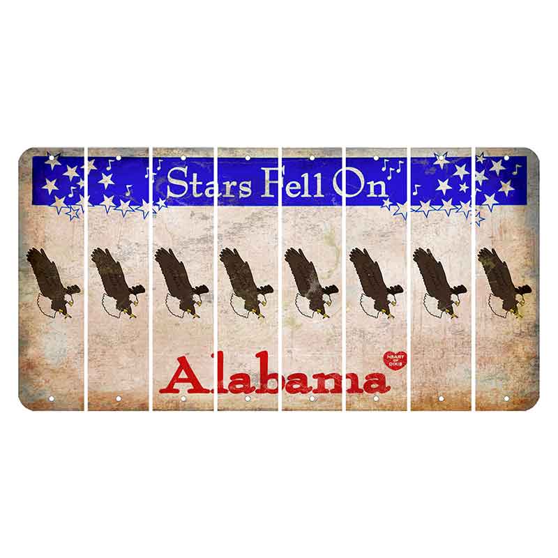 Stars Fell on Alabama Cut License Plate Strips (Set of 8) Bald Eagle