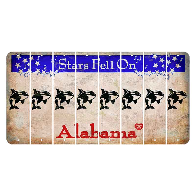 Stars Fell on Alabama Cut License Plate Strips (Set of 8) Whale