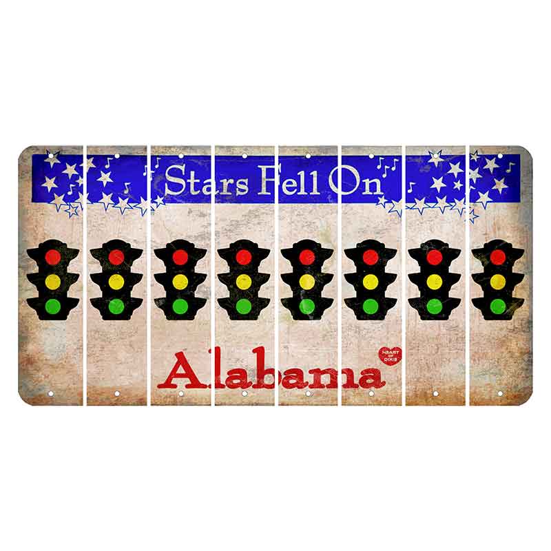 Stars Fell on Alabama Cut License Plate Strips (Set of 8) Traffic Light