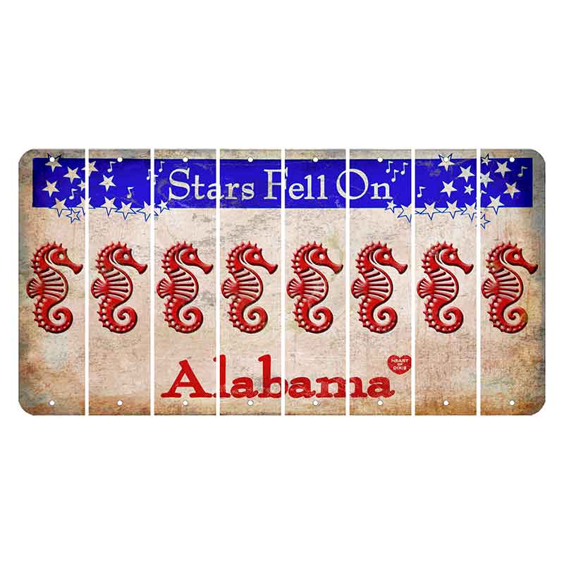 Stars Fell on Alabama Cut License Plate Strips (Set of 8) Seahorse