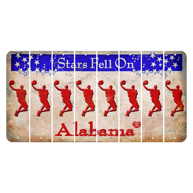 Stars Fell on Alabama Cut License Plate Strips (Set of 8) Basketball Player
