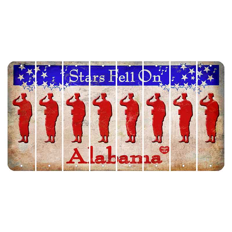 Stars Fell on Alabama Cut License Plate Strips (Set of 8) Soldier - Saluting