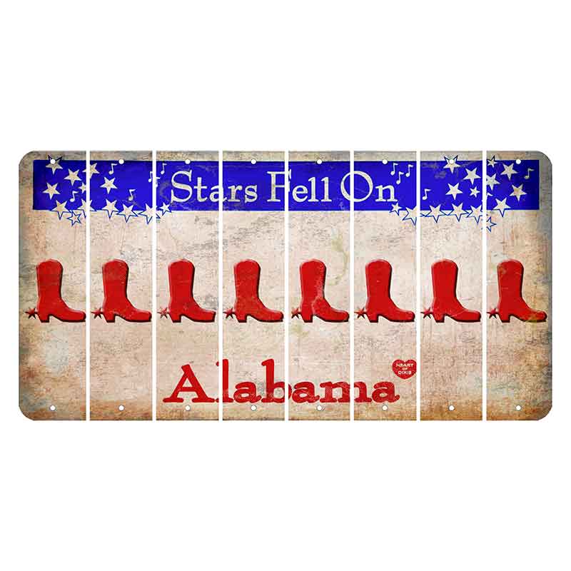 Stars Fell on Alabama Cut License Plate Strips (Set of 8) Cowboy Boot
