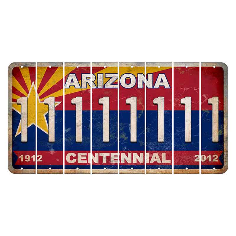 Arizona Centennial Cut License Plate Strips (Set of 8) 1