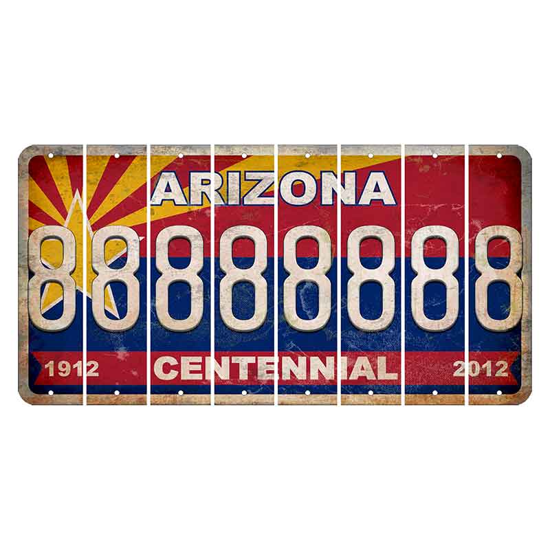 Arizona Centennial Cut License Plate Strips (Set of 8) 8