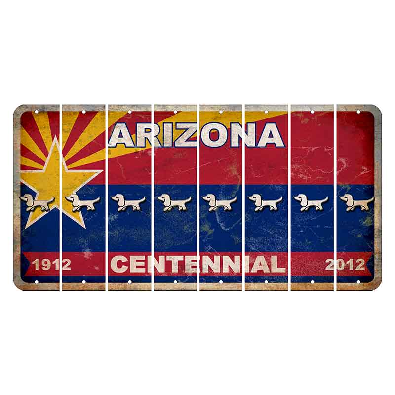 Arizona Centennial Cut License Plate Strips (Set of 8) Dog