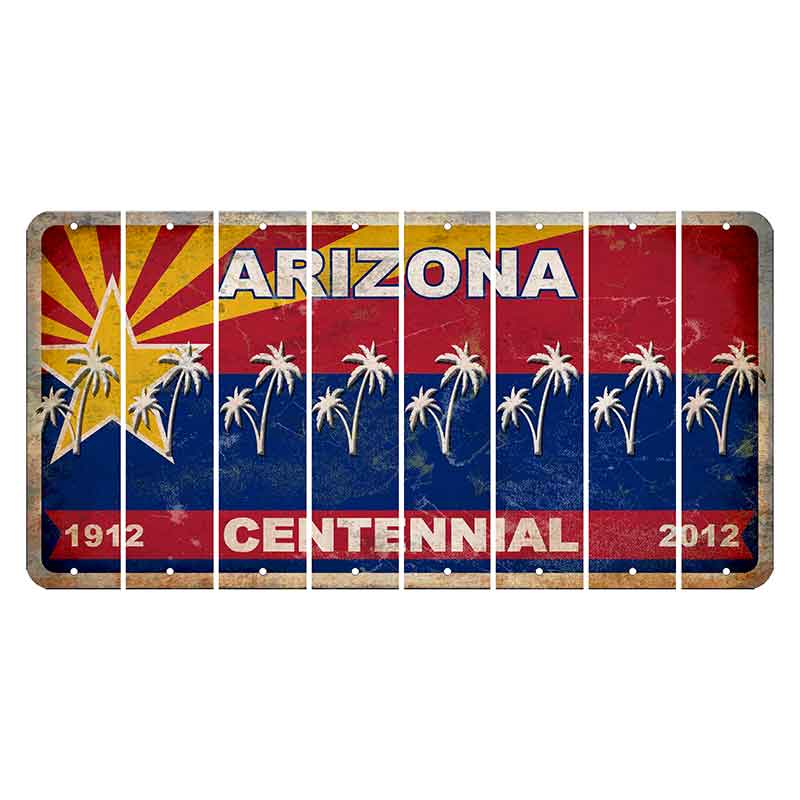 Arizona Centennial Cut License Plate Strips (Set of 8) Palm Trees