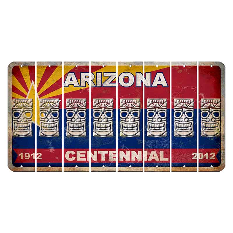 Arizona Centennial Cut License Plate Strips (Set of 8) Tiki