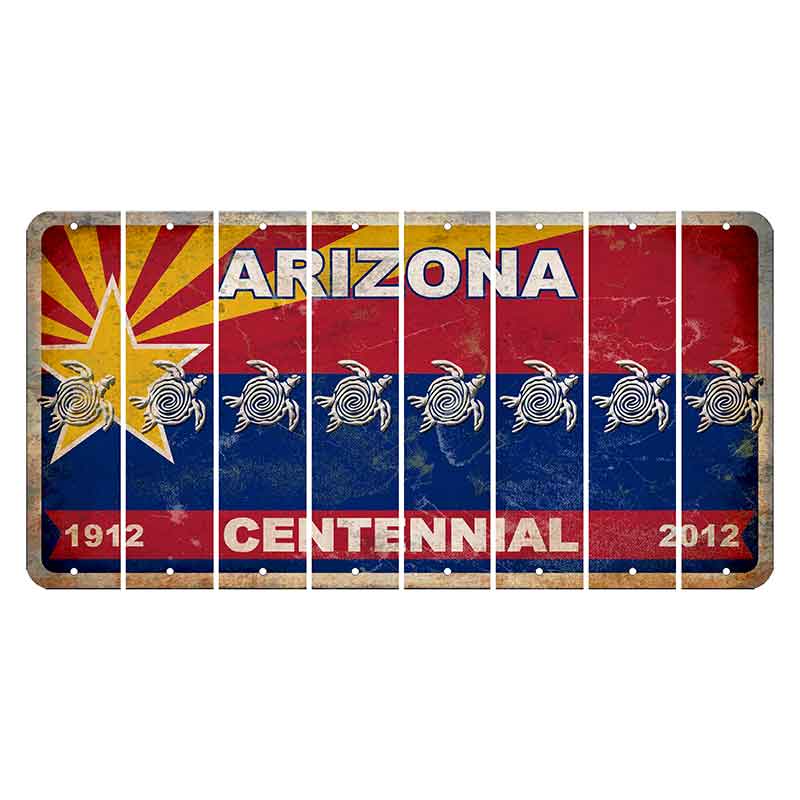 Arizona Centennial Cut License Plate Strips (Set of 8) Sea Turtle