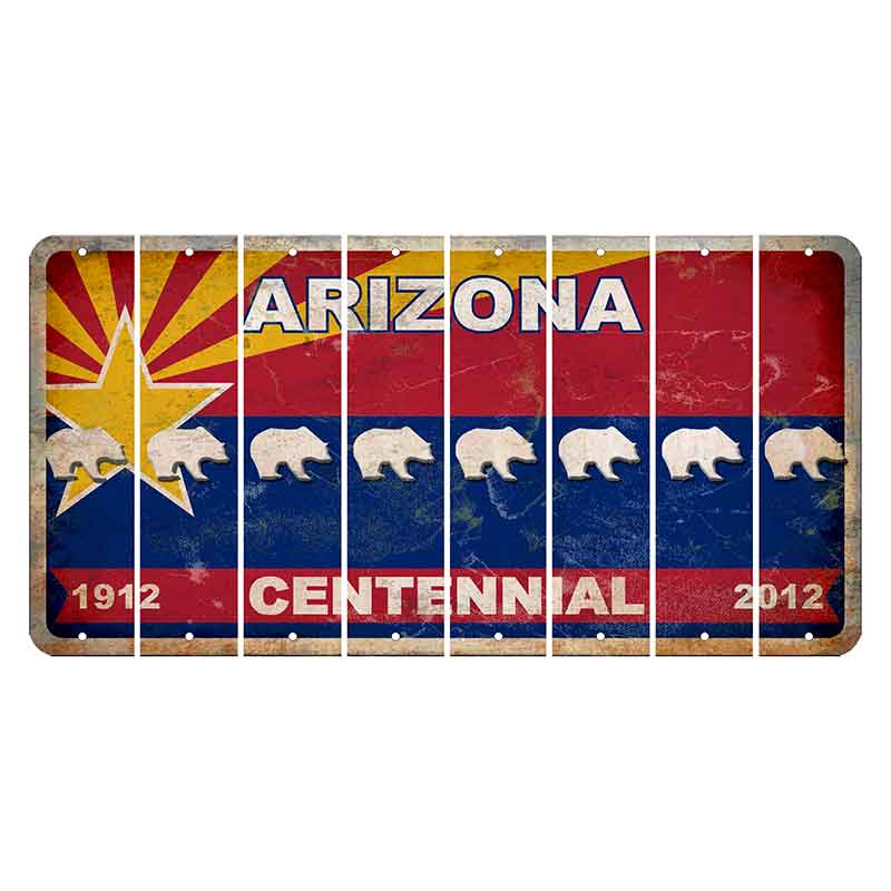 Arizona Centennial Cut License Plate Strips (Set of 8) Bear