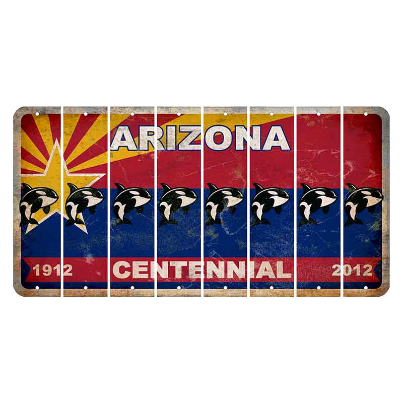 Arizona Centennial Cut License Plate Strips (Set of 8) Whale