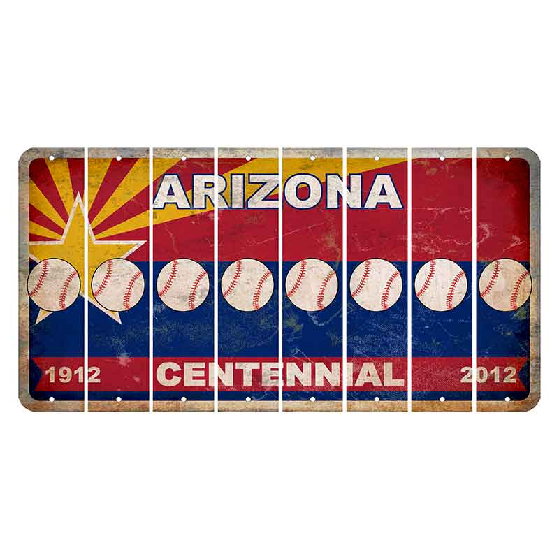 Arizona Centennial Cut License Plate Strips (Set of 8) Baseball