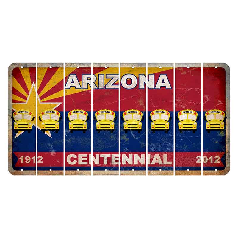 Arizona Centennial Cut License Plate Strips (Set of 8) School Bus