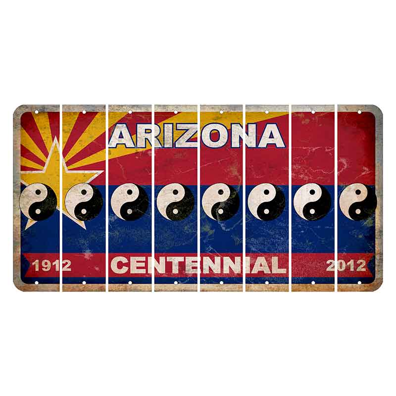 Arizona Centennial Cut License Plate Strips (Set of 8) Yin Yang