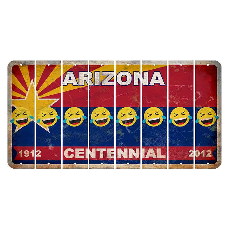 Arizona Centennial Cut License Plate Strips (Set of 8) Emoji - Laughing