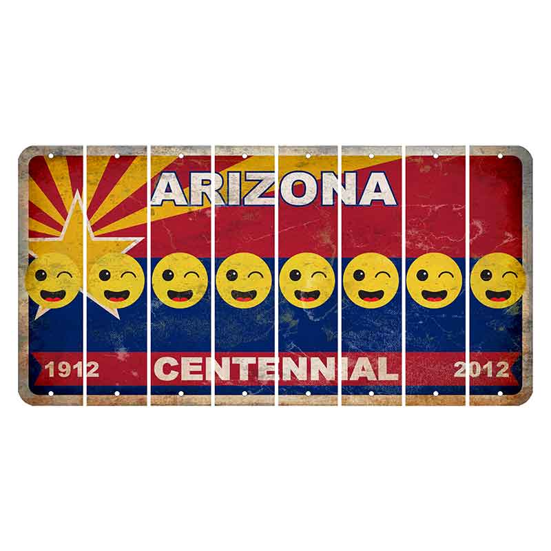 Arizona Centennial Cut License Plate Strips (Set of 8) Emoji - Winking