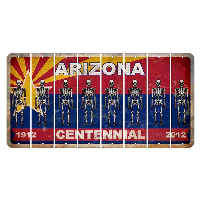 Arizona Centennial Cut License Plate Strips (Set of 8) Skeleton